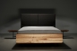 Preview: BOXSPRING łóżko designerskie z litego drewna z tapicerowanym zagłówkiem